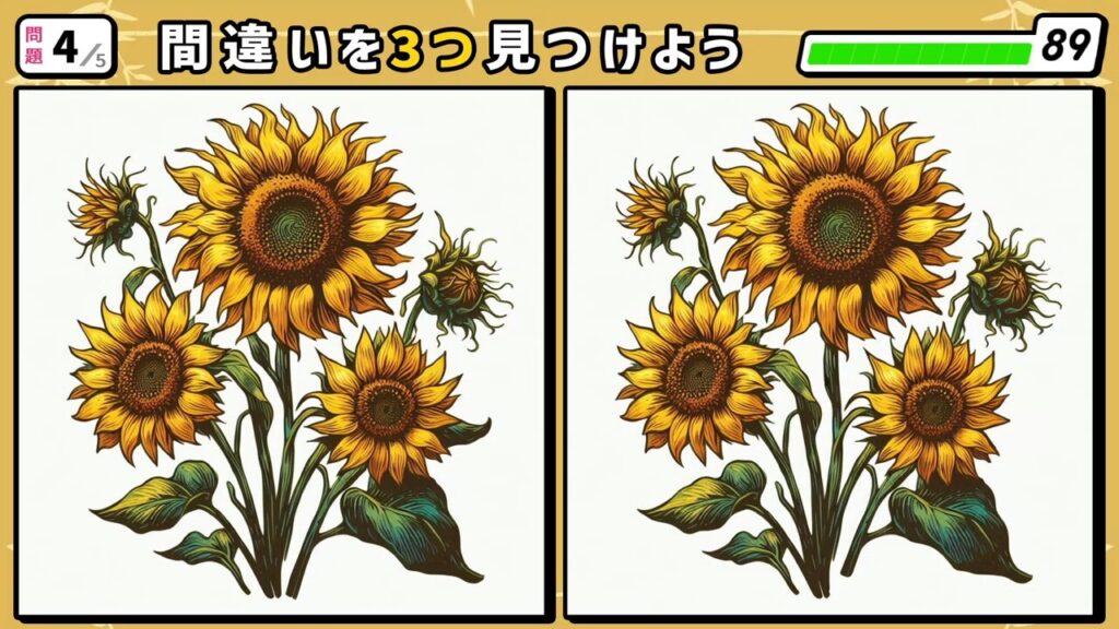 #205　問題4　間違い探し　ヒマワリ