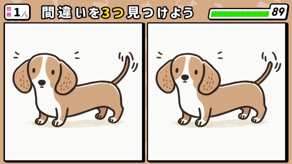 #212 問題1 間違い探し ダックスフンド